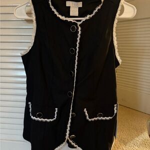 Black Sleeveless Vest with White Trim